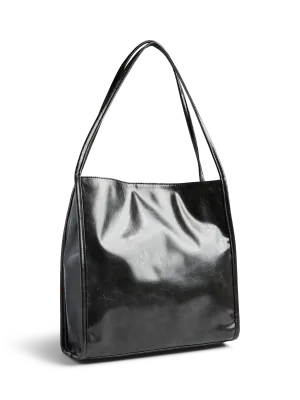 Pieces PCMALOU PATENT SHOPPING BAG WB Black 17161434
