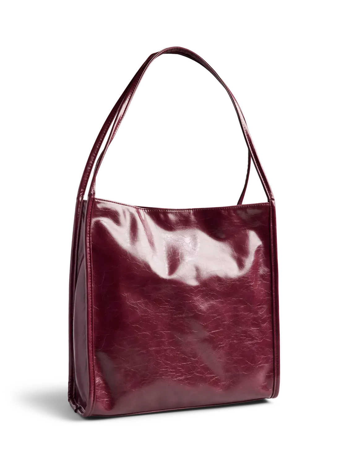 Pieces PCMALOU PATENT SHOPPING BAG WB Tawny Port 17161434