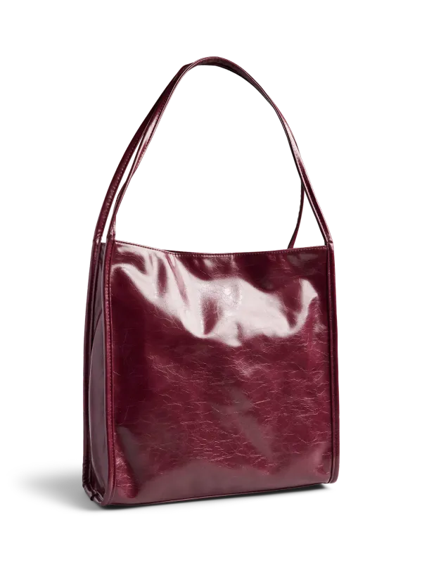 Pieces PCMALOU PATENT SHOPPING BAG WB Tawny Port 17161434