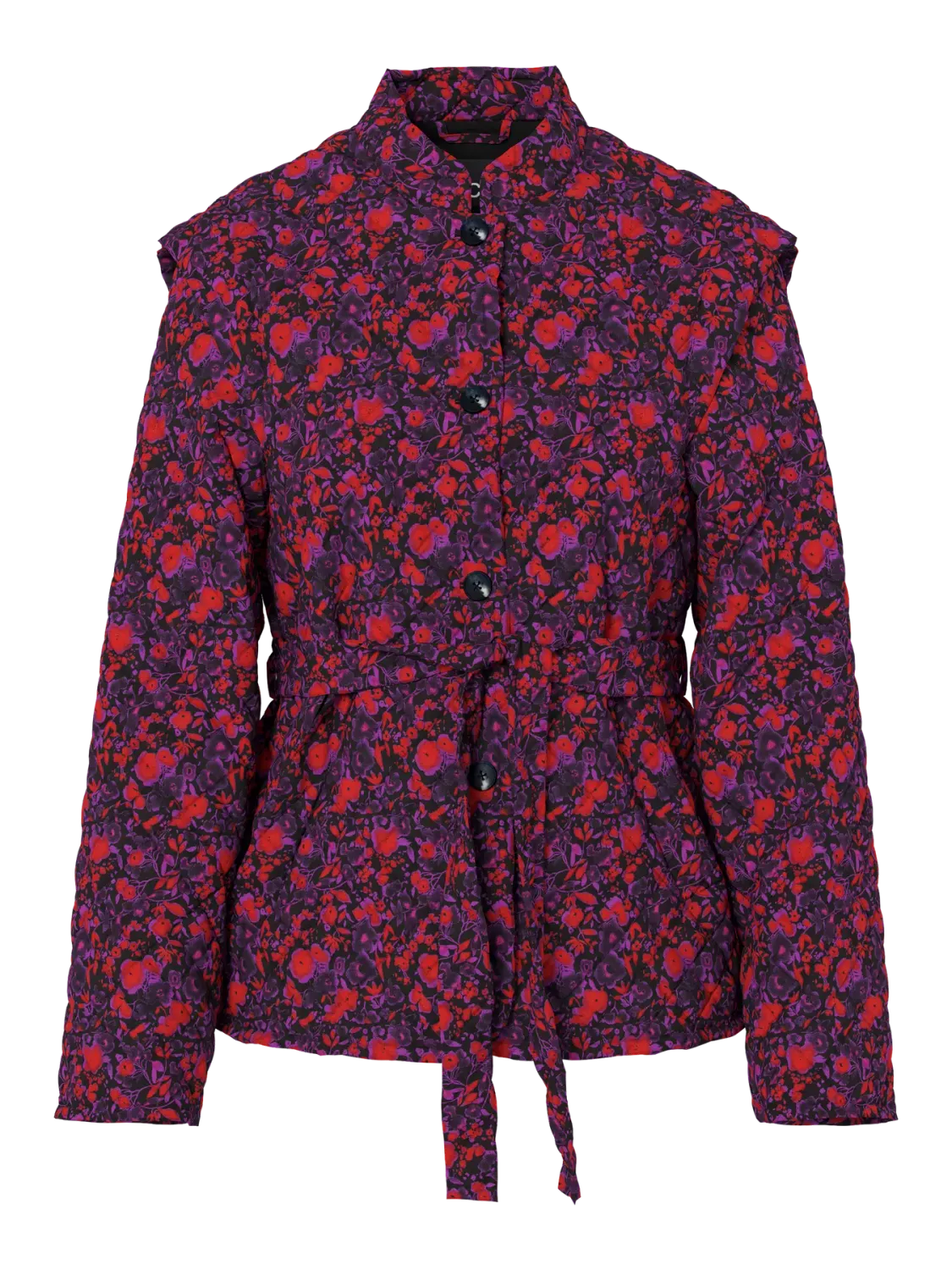 Pieces PCMAROLINE PRINTED JACKET W. BELT Black/Dahlia 17160461