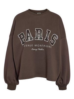 Noisy May NMMELLIE L/S CREW NECK SWEAT Chocolate Brown/PRIN 27037813