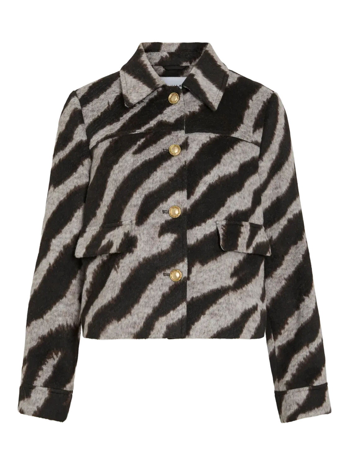 Vila VISIMBA L/S SHORT JACKET Birch/ZEBRA 14107525