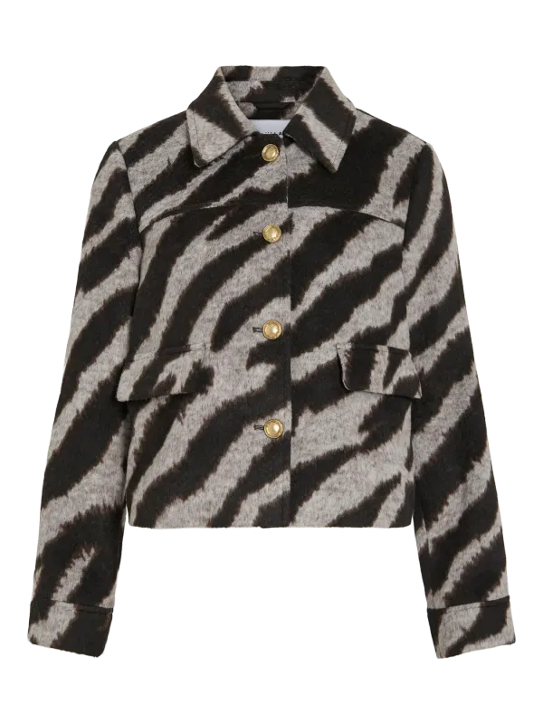 Vila VISIMBA L/S SHORT JACKET Birch/ZEBRA 14107525
