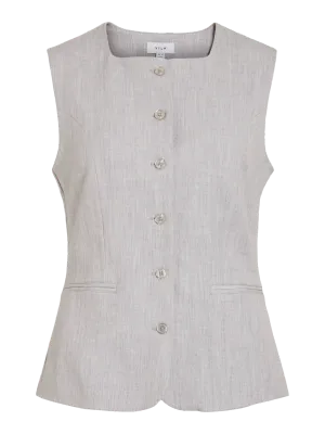 Vila VIVARONE S/L SQUARE NECK LONG VEST Light Grey Melange 14109675