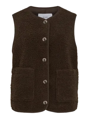 Vila VIADA TEDDY VEST Coffee Bean 14105099
