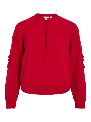 Vila VIMERIT L/S O-NECK BUBBLE KNIT CARD: Jester Red 14112273