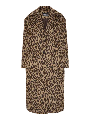 Pieces PCJILI LEO LONG PRINTED COAT Black/Leopard 17159604