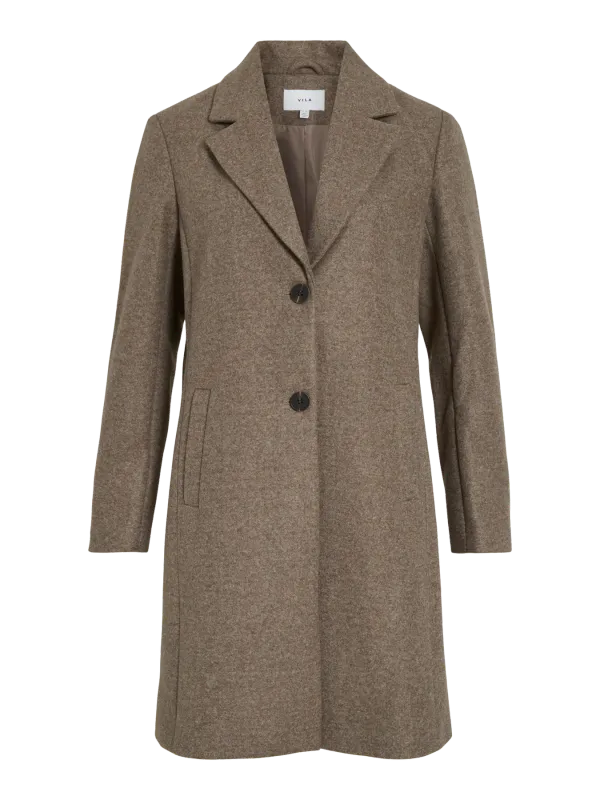 Vila VICLAUDIA BUTTON COAT - NOOS Falcon/MELANGE 14094900