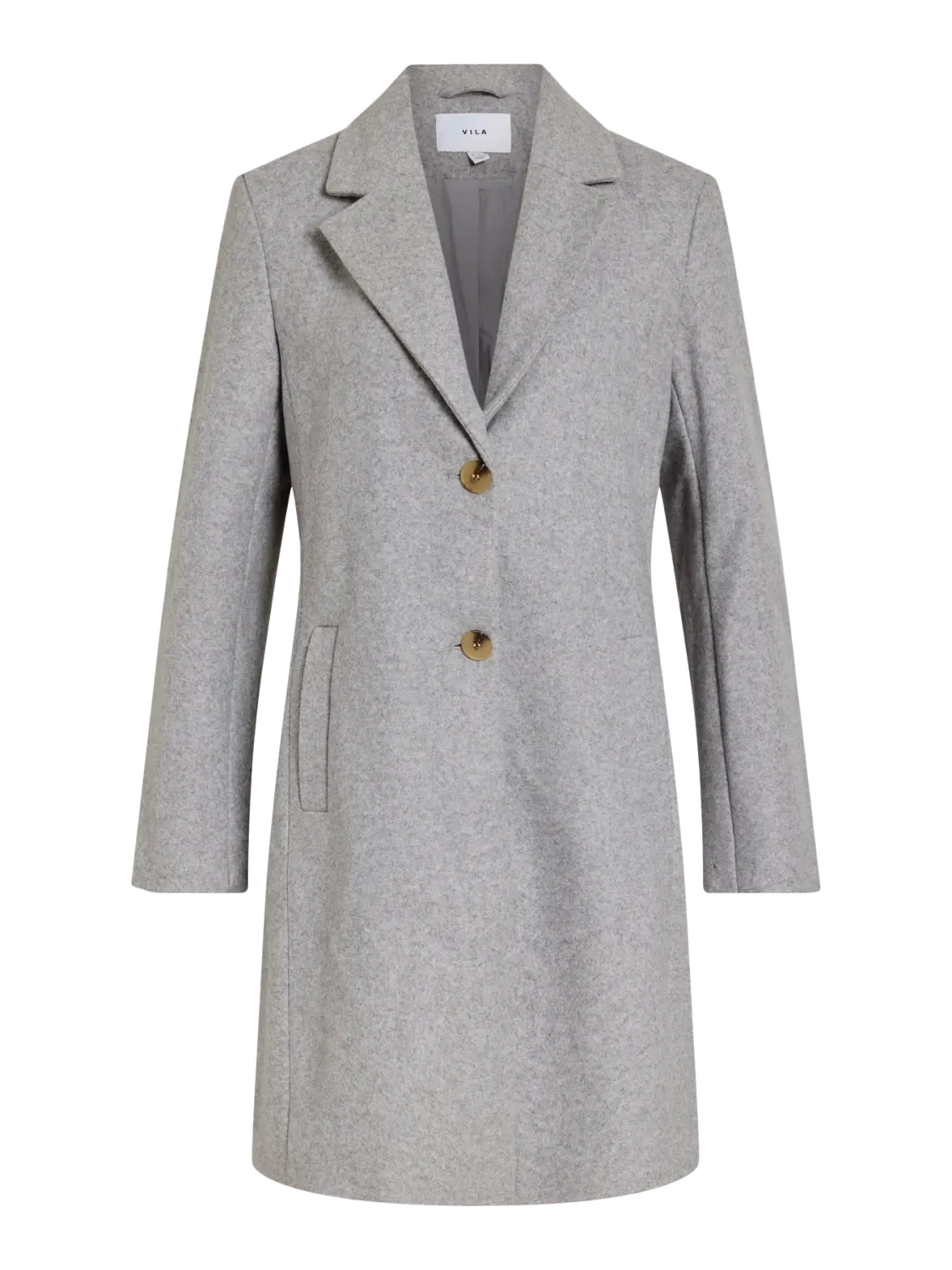 Vila VICLAUDIA BUTTON COAT - NOOS Light Grey Melange 14094900