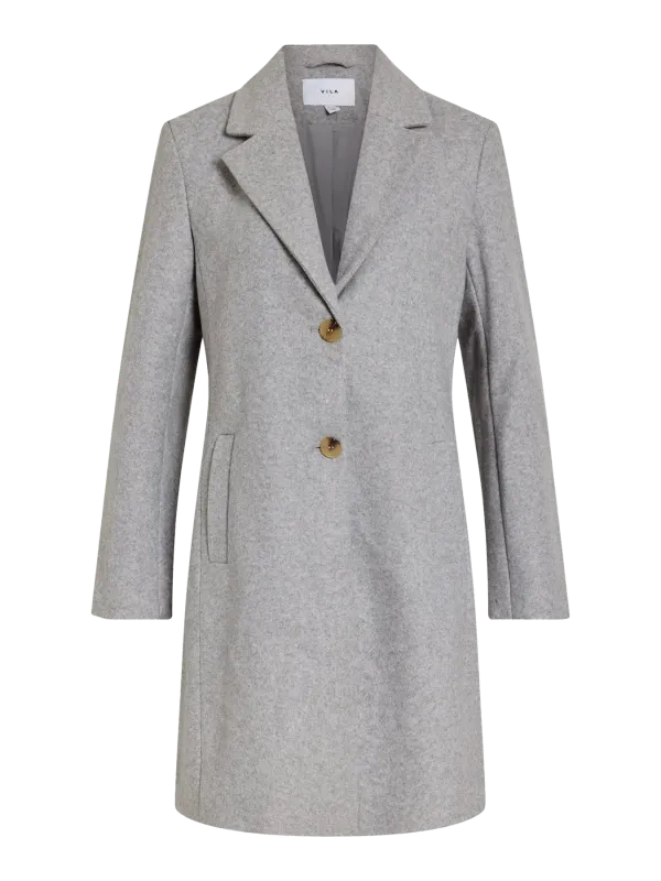Vila VICLAUDIA BUTTON COAT - NOOS Light Grey Melange 14094900