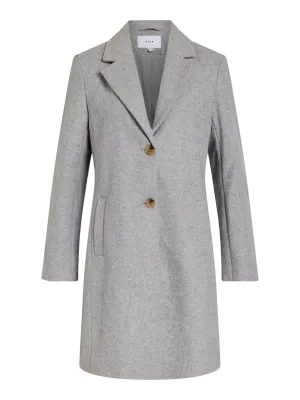 Vila VICLAUDIA BUTTON COAT - NOOS Light Grey Melange 14094900
