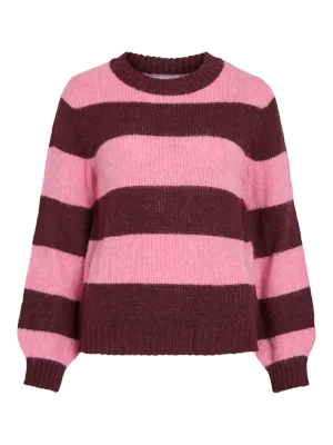 Vila VIPOLANA NEW L/S STRIPE KNIT TOP Fig/SANGRIA SUNSET 14108901