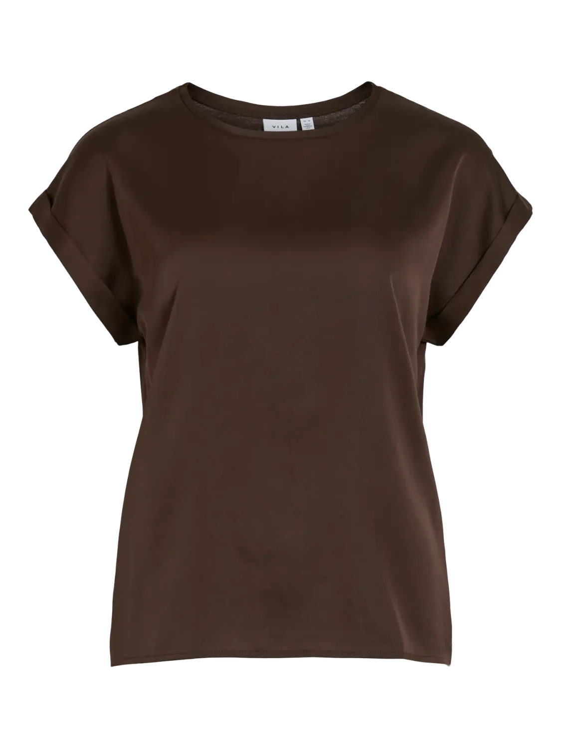 Vila VIELLETTE S/S SATIN TOP - NOOS Coffee Bean 14059563