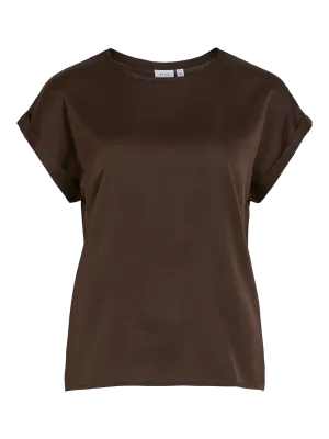 Vila VIELLETTE S/S SATIN TOP - NOOS Coffee Bean 14059563