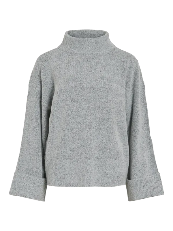 Vila VIROLFIE ROLL NECK L/S KNIT TOP - N: Light Grey Melange 14106322