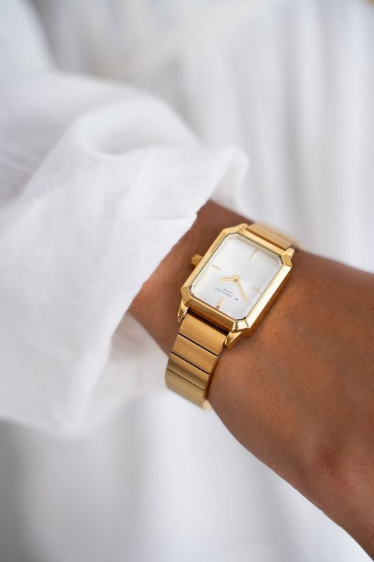 My Jewellery Vierkant horloge met brede horizontale schakels Goud