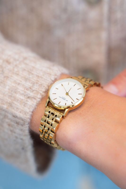 My Jewellery Rond horloge met schakels & witte wijzerplaat Goud