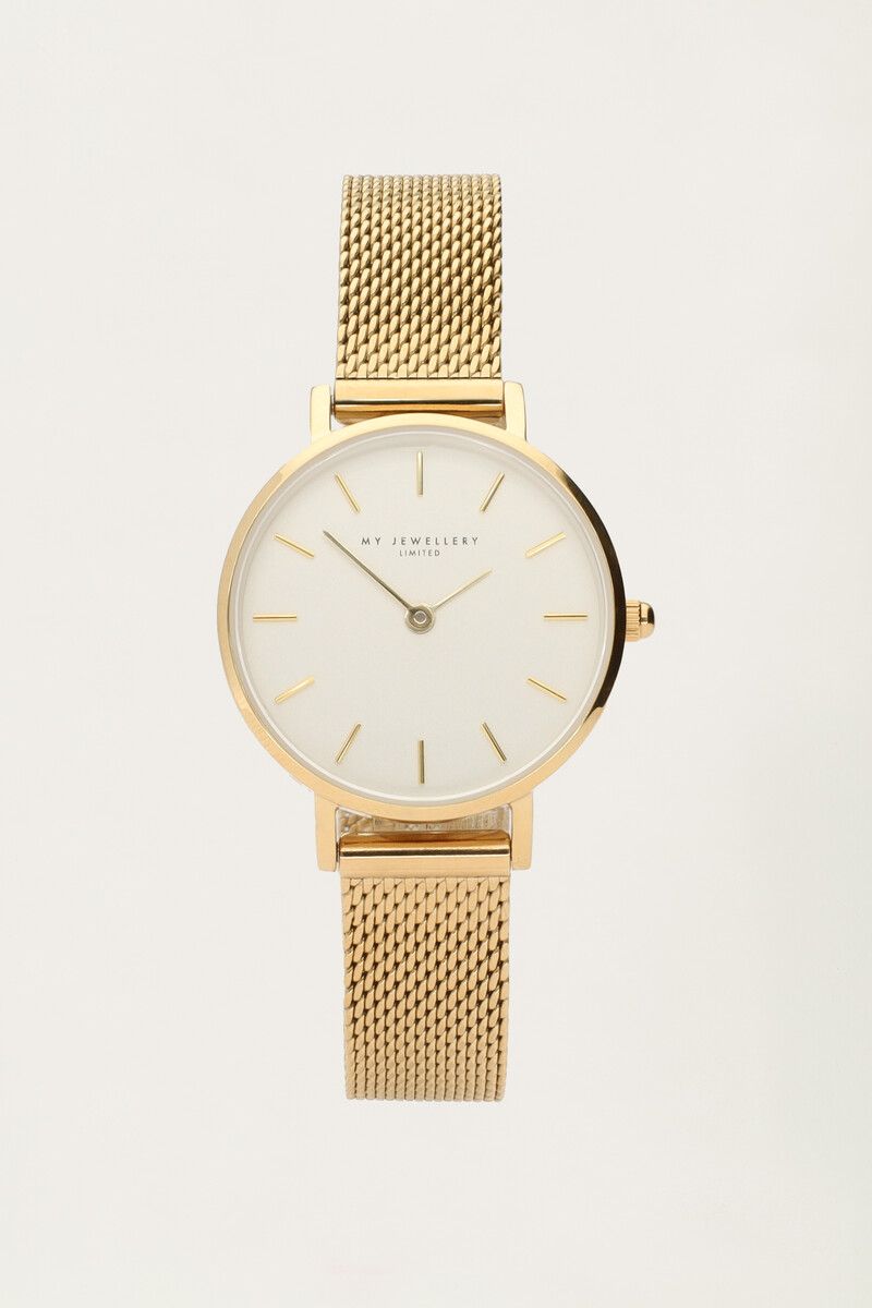 My Jewellery Rond horloge witte wijzerplaat Goud My Jewellery Rond horloge witte wijzerplaat Goud