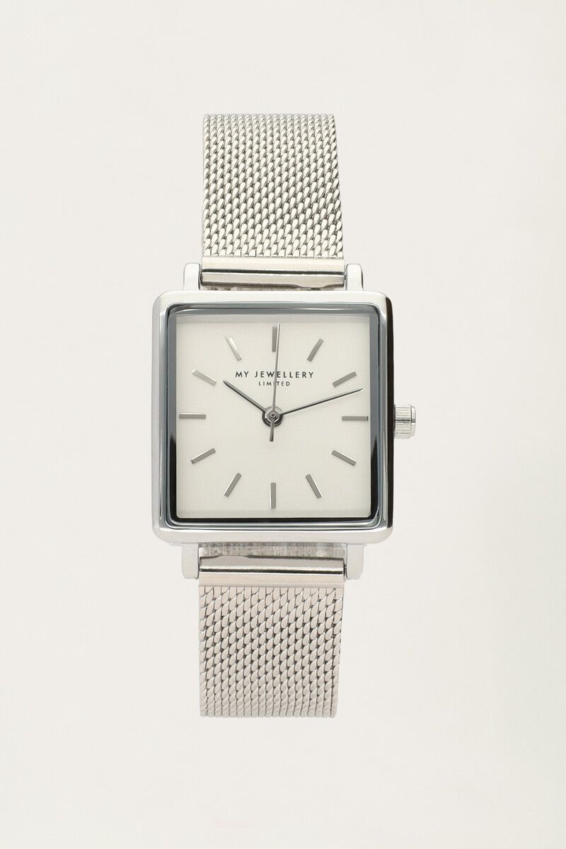 My Jewellery Horloge Vierkante Wijzerplaat zilver My Jewellery Horloge Vierkante Wijzerplaat zilver