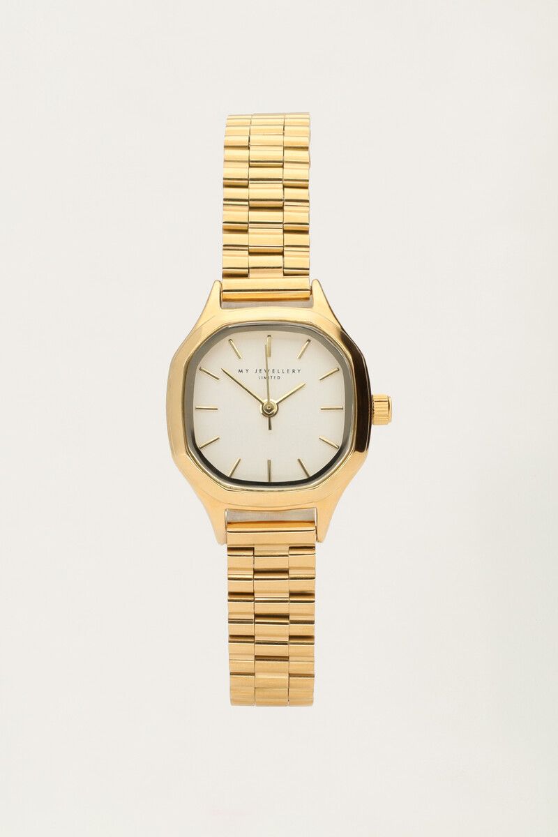 My Jewellery Vintage zeshoekig horloge met schakelband Goud