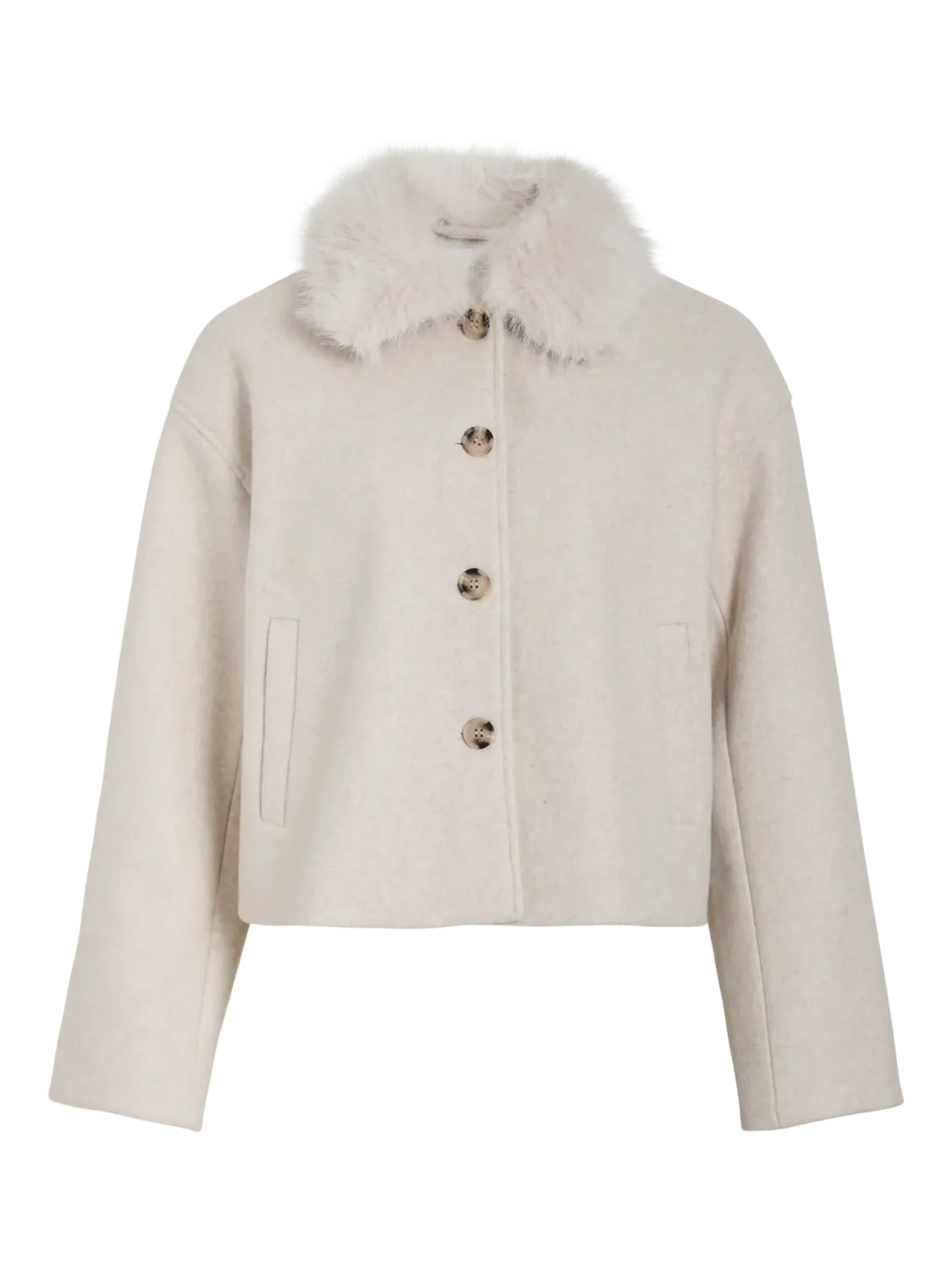Vila VIQUINN L/S SHORT JACKET Super Light Natural 14110816