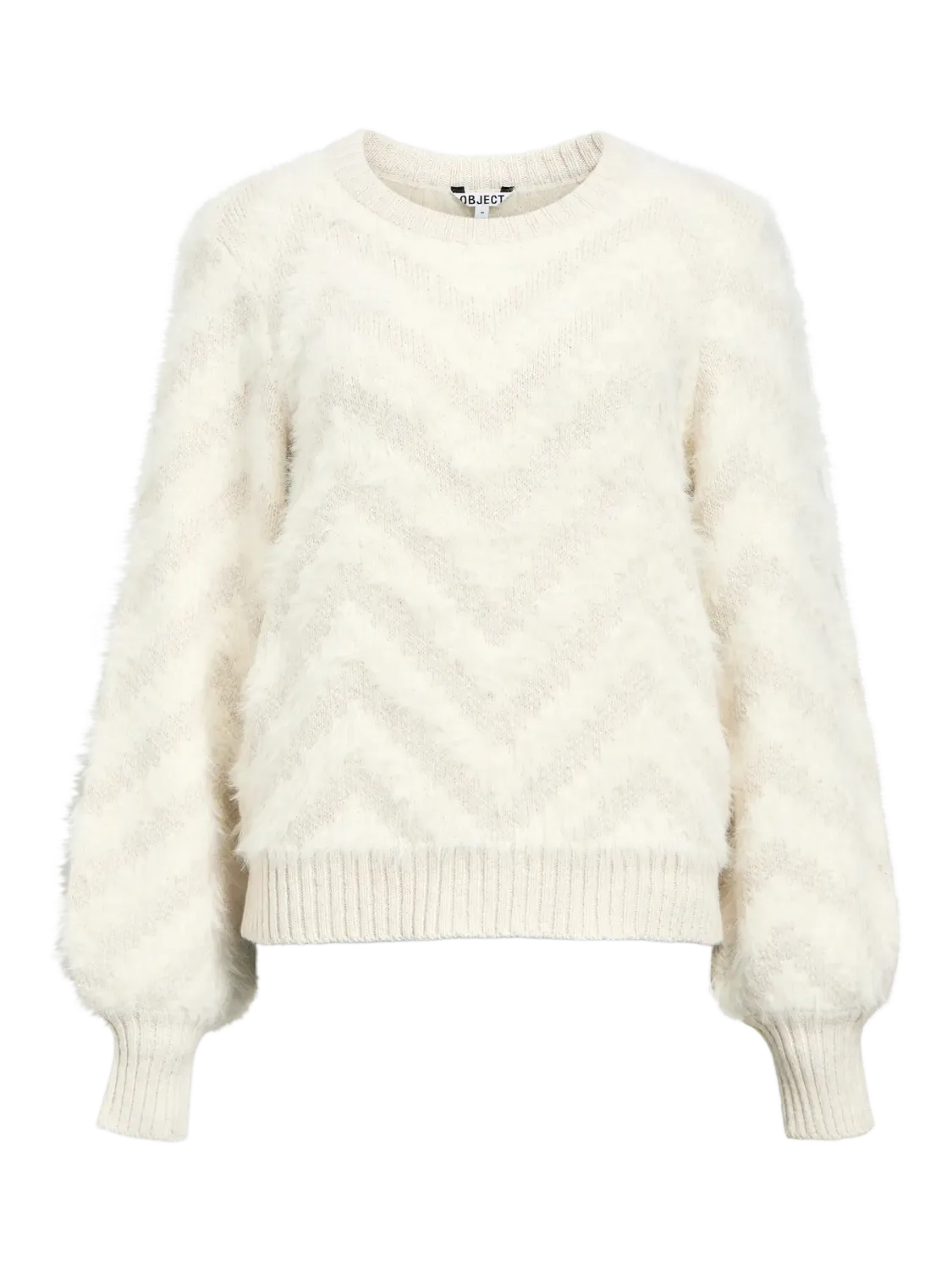 Object OBJHOLLOW L/S RE KNIT PULLOVER NOOS White Sand 23047266