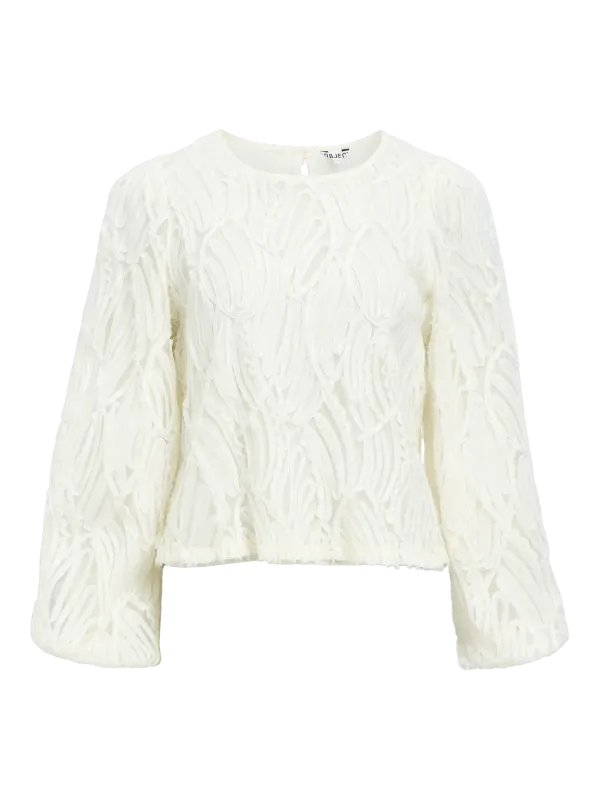 Object OBJLUCIE L/S RE O-NECK TOP NOOS White Sand 23047624