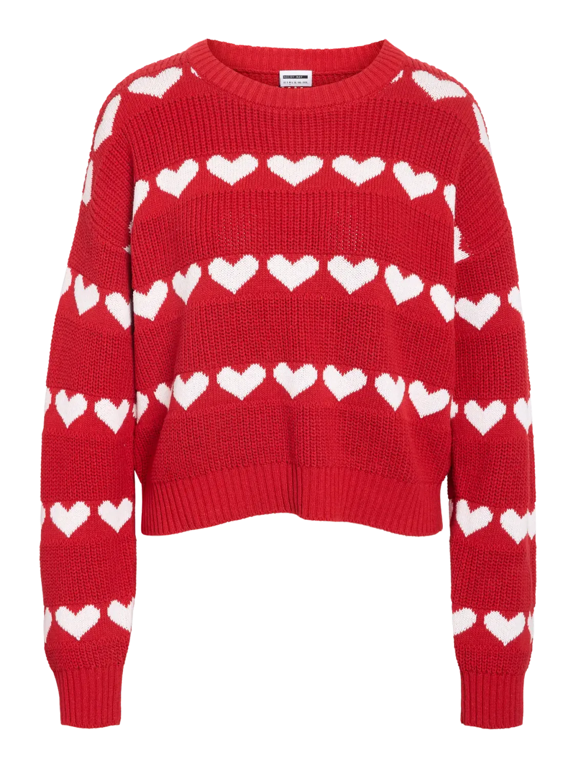 Noisy May NMBLITZEN L/S O-NECK KNIT FWD Racing Red/BIRCH HEA 27034910