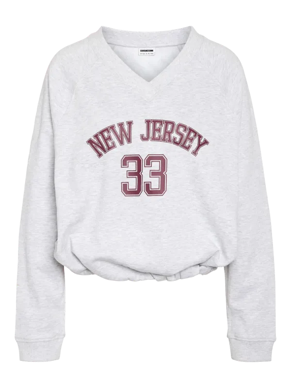Noisy May NMASTON L/S V-NECK SWEAT Light Grey Melange/P 27036439