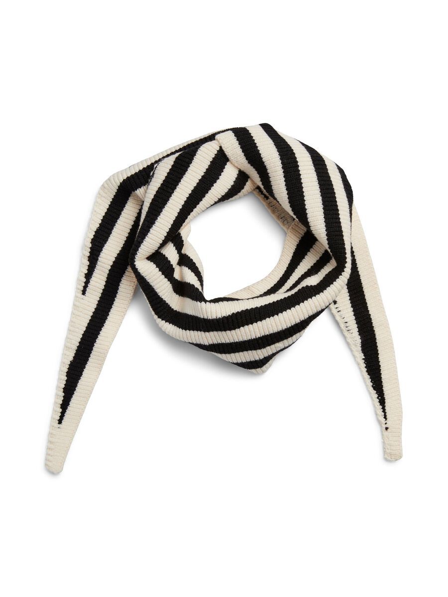 Pieces PCLULLU MINI STRIPE KNIT SCARF BC Cloud Dancer/Black 17148770