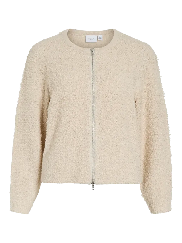 Vila VIPAZA O-NECK L/S ZIPPER KNIT CARDI: Birch 14109011