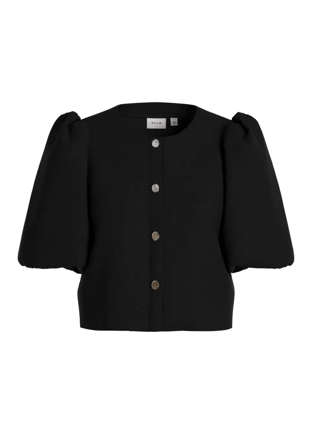 Vila VITALIAMA O-NECK 2/4 OPEN SHORT TOP Black Beauty 14111383
