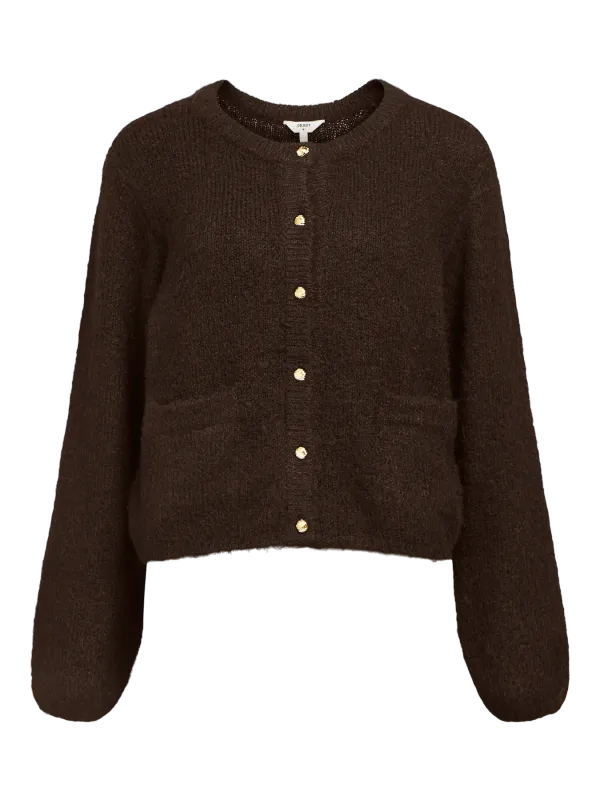 Object OBJSAGGIA RE L/S KNIT CARDIGAN NOOS Seal Brown/Melange 23046886