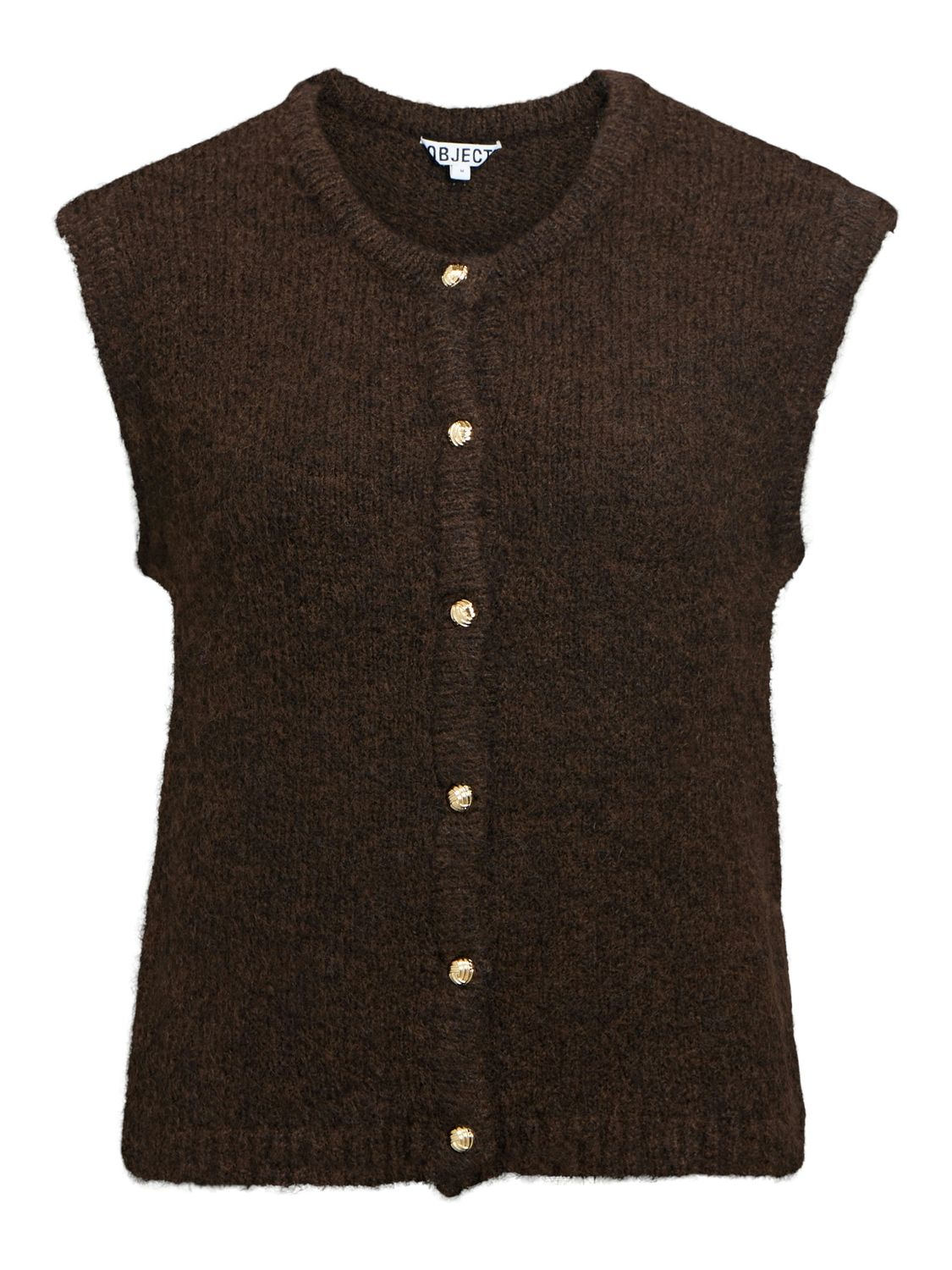 Object OBJSAGGIA RE KNIT VEST CARDIGAN NOO: Seal Brown/Melange 23048079