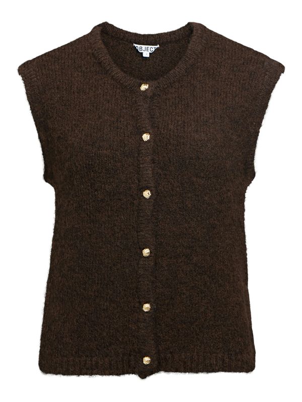 Object OBJSAGGIA RE KNIT VEST CARDIGAN NOO: Seal Brown/Melange 23048079