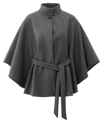 YaYa Soft woven poncho with collar DARK NIGHT GREY MELA 03-521004-510