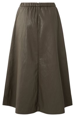 YaYa Faux leather A-line midi skirt DARK TAUPE GREY 01-409085-510