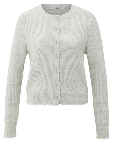 YaYa Cardigan with trim details CLOUD GREY MELANGE 01-010137-510