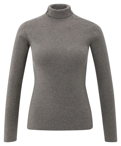 YaYa Ribbed top with turtleneck TAUPE GREY 01-000517-510