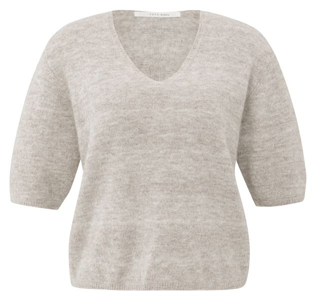 YaYa Melange knit with V-neck CLOUD GREY MELANGE 01-000522-510