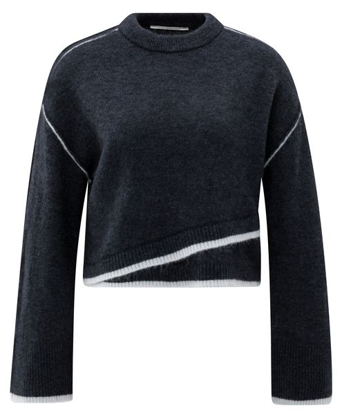 YaYa Sweater with contrast lines COLLEGIATE BLUE MELA 01-000519-510