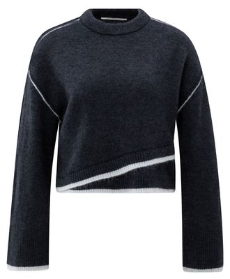 YaYa Sweater with contrast lines COLLEGIATE BLUE MELA 01-000519-510
