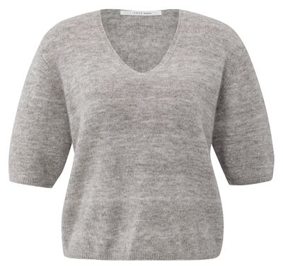 YaYa Melange knit with V-neck TAUPE GREY MELANGE 01-000522-510 YaYa Melange knit with V-neck TAUPE GREY MELANGE 01-000522-510