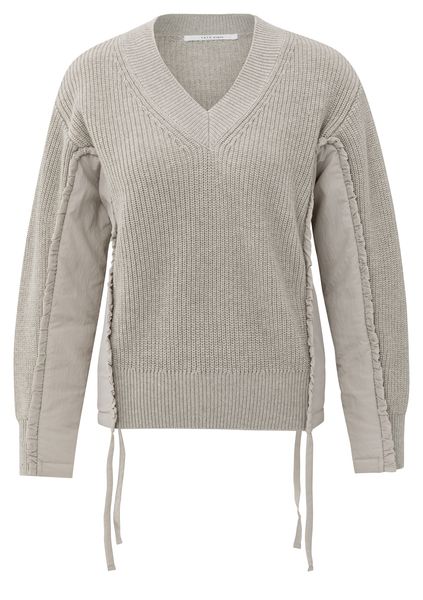 YaYa Sweater woven insert details CLOUD GREY 01-000509-510