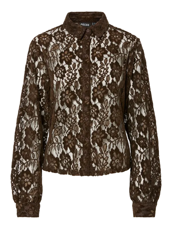 Pieces PCMOSELYN LS SHIRT WVN Hot Fudge 17160870