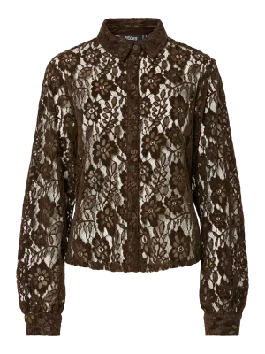 Pieces PCMOSELYN LS SHIRT WVN Hot Fudge 17160870