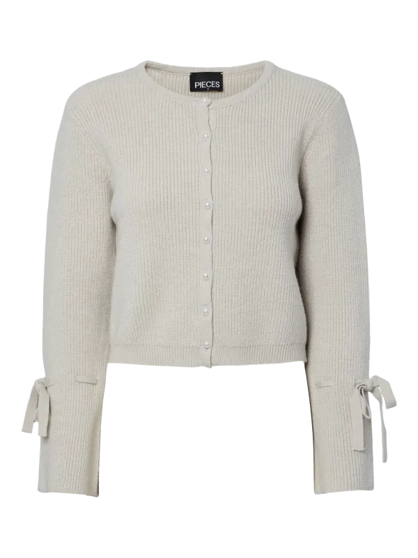 Pieces PCRIKKE LS O-NECK KNIT CARDIGAN Light Grey Melange 17163880