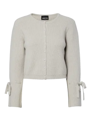 Pieces PCRIKKE LS O-NECK KNIT CARDIGAN Light Grey Melange 17163880