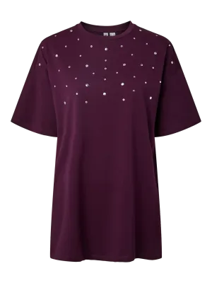 Pieces PCSKYLAR SS OS DETAIL TEE FSY PP BC Dark Purple/RHINESTO 17165869 Pieces PCSKYLAR SS OS DETAIL TEE FSY PP BC Dark Purple/RHINESTO 17165869
