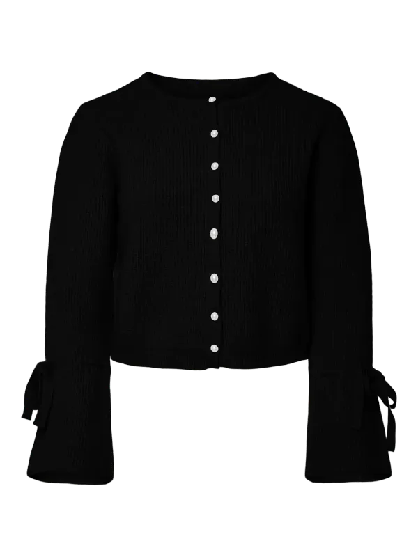 Pieces PCRIKKE LS O-NECK KNIT CARDIGAN Black 17163880